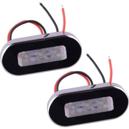 2Pcs 12V Universal Marine Boat White 3-LED Courtesy Lights Stair Deck Garden Lamp for Vehicles Trailer Truck Accessories