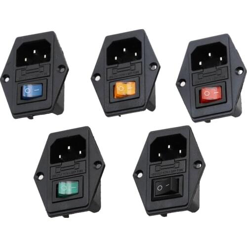 1set 10A 250V Inlet Module Plug Rocker Switch Male Power Socket 3 Pin IEC320 C14 switch + Fuse New