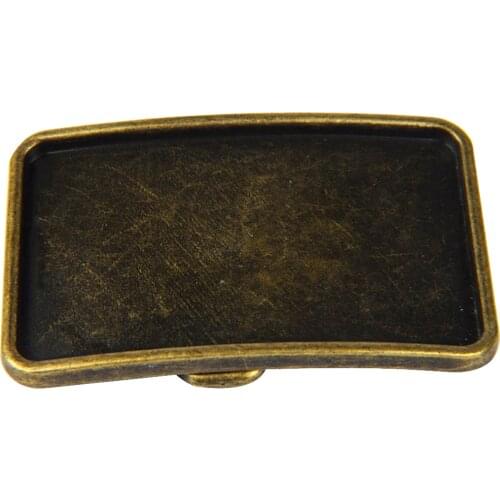 Vintage Classic Rectangle Blank DIY Bronze Metal Belt Buckle Mens Western DIY Making Finding Crafts