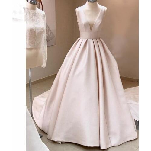 2019 Vintage Wedding Dresses Sleeveless Double V-Neck Dresses For Wedding Robe de mariage vestido de noiva A-Line Bridal Gowns