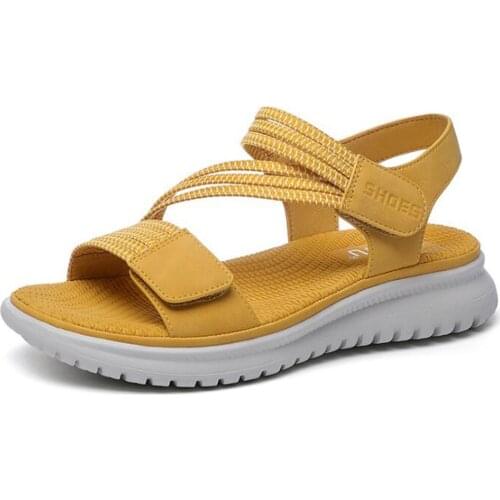 New Female Sandals Summer Casual Beach Shoes For Women 2021 Ladies Flat Shoes Comfort женские босоножки Yellow Large Size qq361