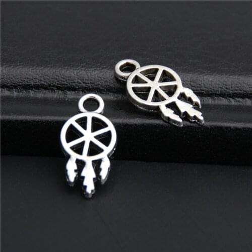 100pcs DIY Jewelry Polished Small Dreamcatcher Charm Pendants For Bracelet Necklace Jewelry Making A2764