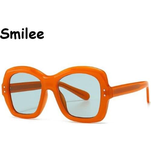 2020 Fashion Oversized Sunglasses Women Designer Luxury Brand Glossy Orange Square Shades Sun Glasses For Men Big Frame UV400