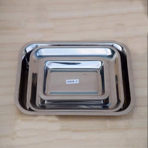 3 Pieces Per Set Thicker Stainless Steel Barbecue Dishes Creative Kitchen Accessories Rectangle Storage Tray Set Free Shipping