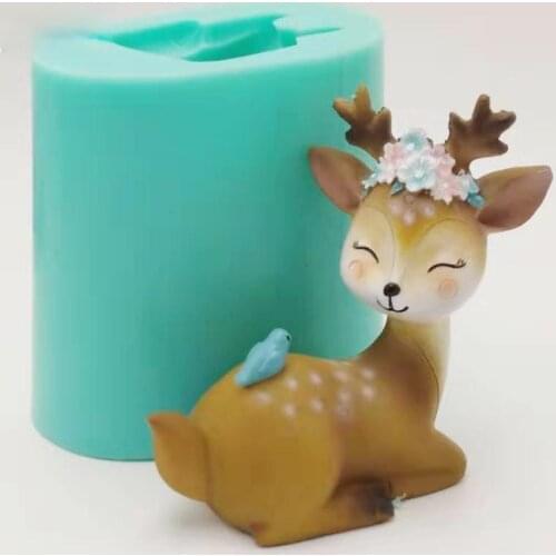 3d Sika Deer Mold Silicone Large Christmas Deer Diffused Aromatherapy Plaster Mld Candle Mold Candle Making Cake Decoration