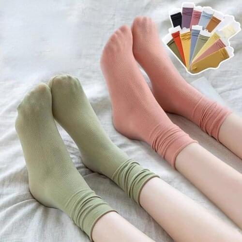5 Pcs Women Stockings Summer Thin Breathable Solid Color Long Socks Ins Fashion Student Simple Non-slip Stocking Female