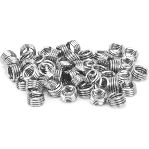 50Pcs 1/4in-20x1D/1.5D/2D/2.5D/3D US Standard Wire Thread Insert Screw Bushing Inserts Threaded Hole Repair Tool