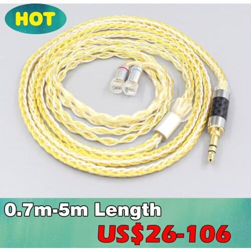 8 Core OCC Silver Gold Plated Braided Earphone Cable For Sennheiser IE8 IE8i IE80 IE80s Metal Pin LN007293