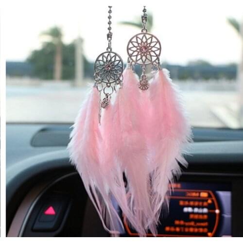 Car accessoriesdecoration creative rearview mirror catcher pendant double feather accessories Car interior woman detail products