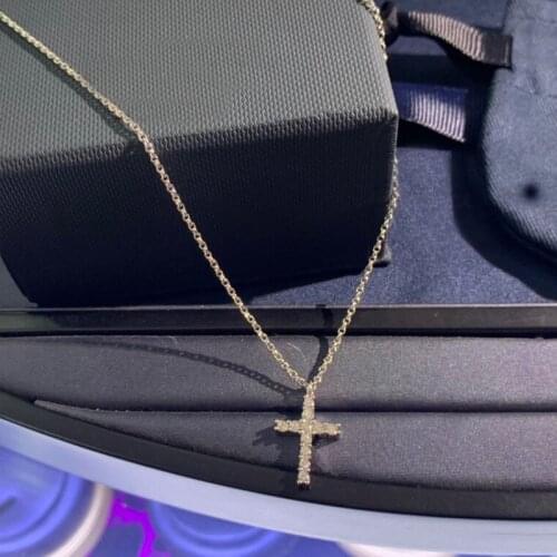 Brand 1:1Fashion Brand Necklace Silver Color Cross Pendant Necklace Micro Zirconia for Women Luxury Party Jewelry
