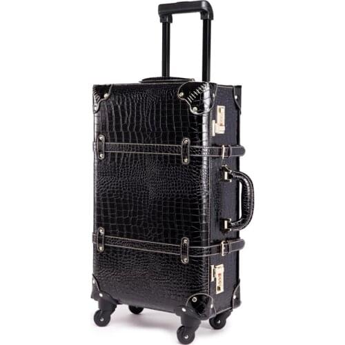 Crocodile Pattern Fashion Suitcase PU Password Travel Rolling Luggage With Handbag Classical Spinner Trolley Set Suitcase