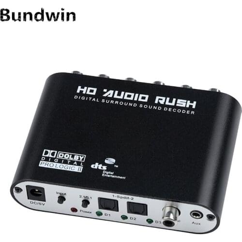 Digital 5.1 EU Audio Decoder SPDIF Coaxial to RCA DTS AC3 Optical Digital to 5.1 Amplifier Analog Converter