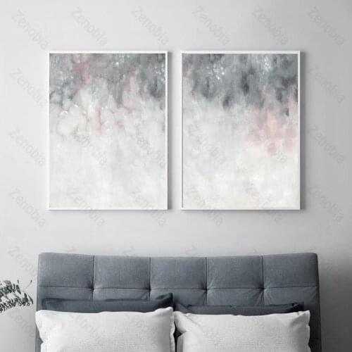 Home Decoration Abstract Painting Pink and Gray Customizable Canvas Poster Wall Art Decoration Canvas Painting Hd Print Pictures