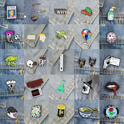 XEDZ hot bone fish flower broom bloodsucking envelope ps tool battery pea frog ticket bottle book WHY egg metal enamel pins