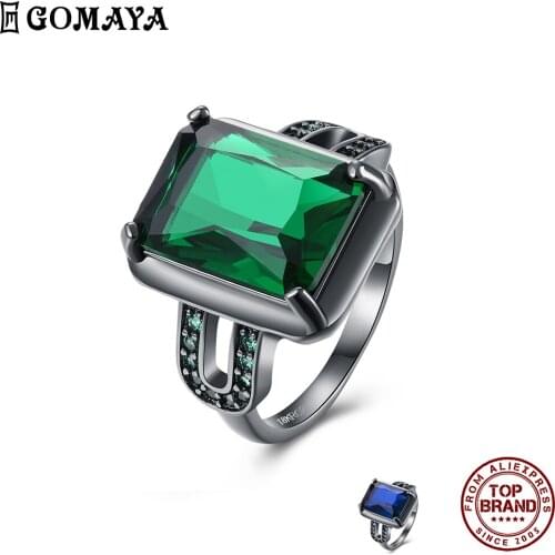 GOMAYA Two colors Square Cubic Zirconia Women Rings Charm Romantic Trendy Ring Fit Valentines Day Festival Jewelry For Friend