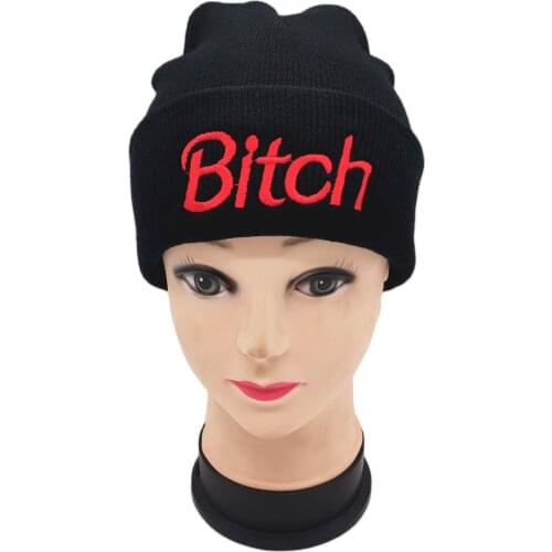 HUE008 Adult Winter Man red and roseo Letter Emrbroidery Knitted Hat Beanies Women Casual Knitting Skullies Bone Gorros