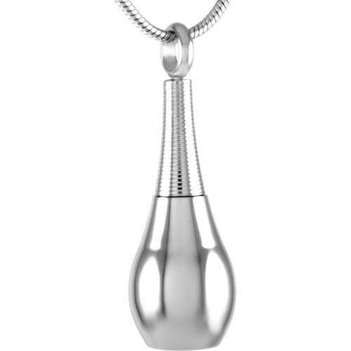IJD9278 Water Drop Shape Stainless Steel Cremation Memorial Pendant Souvenir Necklace for Ashes Urn Keepsake Jewelry