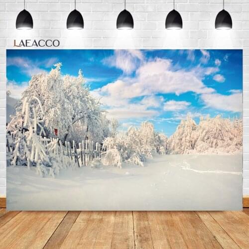 Laeacco Winter Outdoor Valley Fantasy Snow Scene Background Baby Christmas Photocall Portrait Customized Photography Backdrops