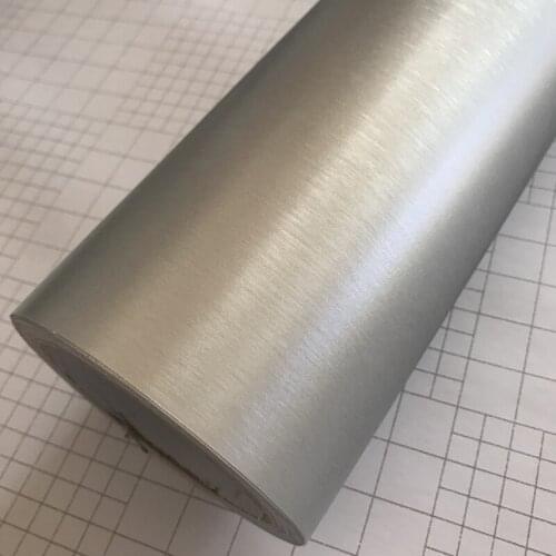 Metallic Silver Brushed Metal Vinyl Wrap Roll with Air Release Technology Adhesive Car Sticker Decal