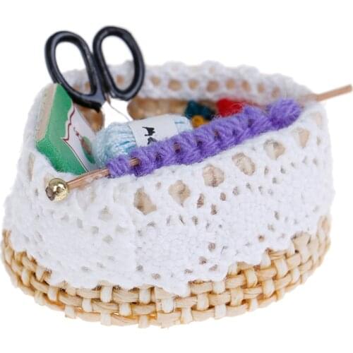 Mini 1:12 Dollhouse Miniature Wool Knitting Tool Doll Pretend Toy Collectible Gift