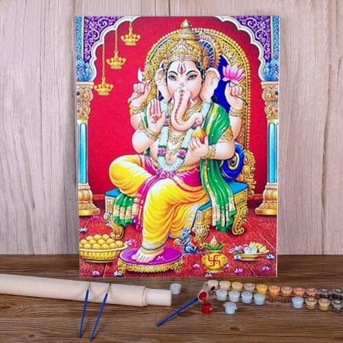 Region Ganesha Coloring By Numbers Painting Kit Acrylic Paints 50*70 Oil Painting Wall Paintings Kids Handicraft Drawing