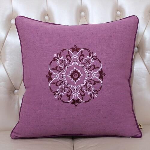 New Chinese linen embroidery Garden cushion cushion cover