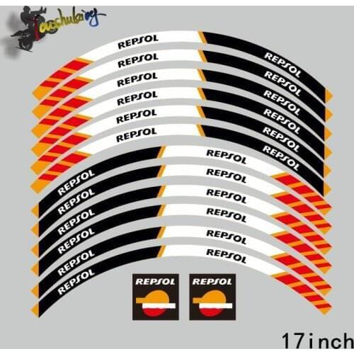 Orange Motorcycle wheel frame sticker fit for repsol hrc 17inch 3M Car tank Stickers