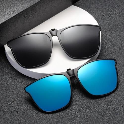 Polarized Clip on Fishing Sunglasses Men Photochromic Car Driver Goggles Night Vision Glasses Anti Glare Vintage Square Glasses