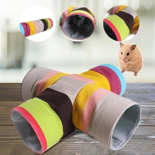 Durable Hamster Tunnel 2/3/4 Holes Foldable High Quality Canvas Breathable Comfortable Hamster Tube Toy Hamster Tunnel