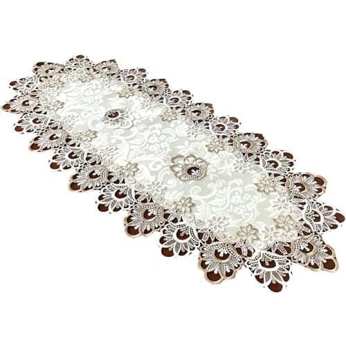 Luxurious Double color lace embroidery cloth art circular tablecloth table runner Table flag dust covers Placemat