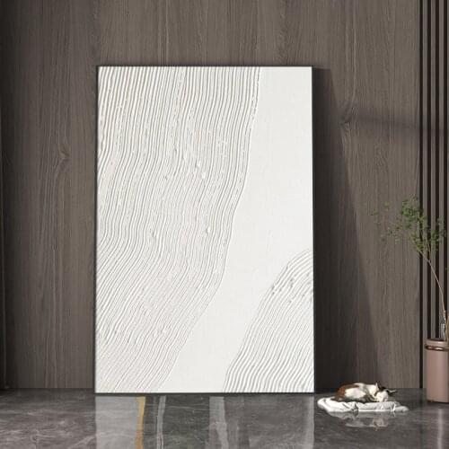 Hand Painted Abstract Painting On Canvas Art White Art 3D Textured Palette Knife Painting Modern Art Wall Art Hotel Home Decor