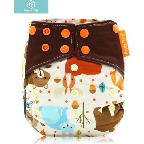 Happy Flute 1 pcs bamboo charcoal heavy wetter night AIO AI2 baby eco-friendly cloth diaper nappy