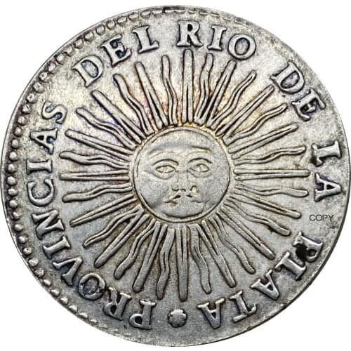 Argentina Coin 1828 Rio de la Plata, AR 8 reales Cupronickel Plated Silver Copy Coin