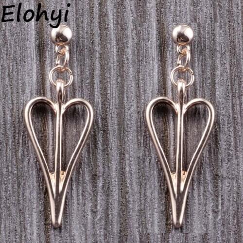 ELOHYI F Shipping Rose Gold Color Silver Color Alloy Heart Triangle Earring Jewelry wholesale for Girls for Women Gift