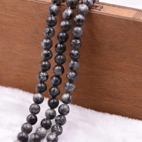 Gray Natural Stone Round Beads DIY Necklace Bracelet 15" Strand 4 6 8 10 12MM Pick Size For Jewelry Making