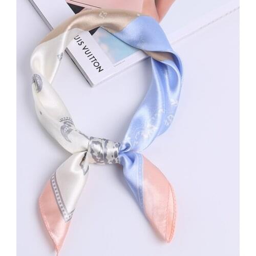 60*60cm Square Scarf Hair Tie Band Women Elegant Small Vintage Skinny scarf Retro Head Neck Silk Scarf, square scarves FJ023