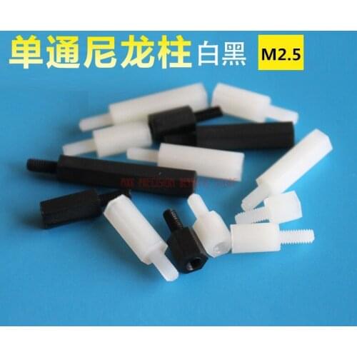 Wood Screws Parafusos 100pcs M2.5 Plastic Single End Stud Nylon Pillar White Male To Female Hex Standoff Support Column Spacing