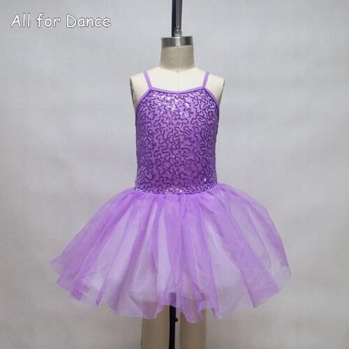 Lilac Stetch Sequin Bodice Loetards Attached Lilac Net Over White Net Tulle Ballet Tutu For Adult/Child Stage Performance