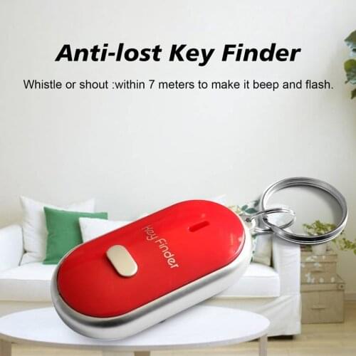 LED Whistle Key Finder Flashing Beeping Sound Control Alarm Anti-Lost Keyfinder Locator Tracker with Keyring