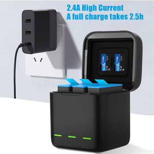 3 Ways Smart Charging Case For GoPro 9 Battery Charger Rechargeable 2.4A 1750mAh Battery Storage Box For Gopro Hero 9