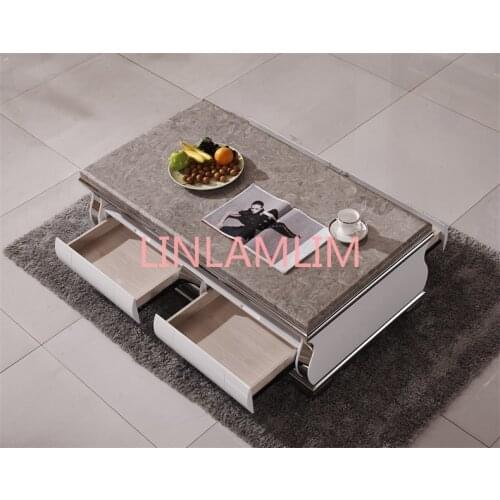 Natural marble Stainless steel Coffee Table Living Room Home Furniture minimalist modern rectangle mesas de centro table basse