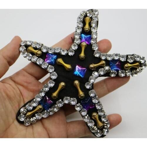 1pc rhinestone embroidery star patches for clothing Embroidered sequin patch for clothes Sewing applique parches