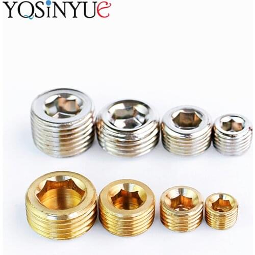 1PC Iron Copper 1/8" 1/4" 3/8" 1/2" 3/4" 1" BSP Male Thread Brass Pipe Hex Head End Cap Plug Fitting Coupler Connector Adapter