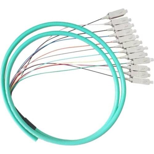 12core SC/UPC Bunchy Pigtail SC OM3 12core Fanout Fiber Optic Pigtail Multimode 12Colored 1.5M Optical Fiber Pigtail,Good stabil