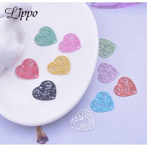 50pcs AC6815 15*16mm Hearts Connector Charms Jewelry Earring Findings For Woman Bijoux