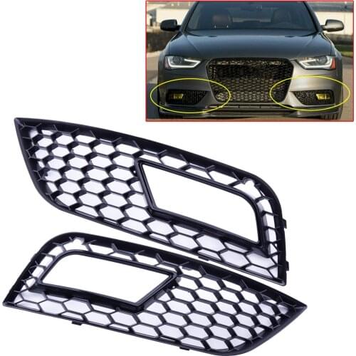 8K0807681K 8K0807682K 1Pair of Black Honey-comb Front Bumper Fog Light Grille fit for AUDI A4 B8.5 RS4 STYLE 2013 2014 2015 2016