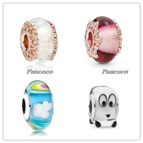925 Sterling Silver Baeds Black Heart Melter Murano Glass Charm Fit Pandora Bracelet & Necklace Jewelry