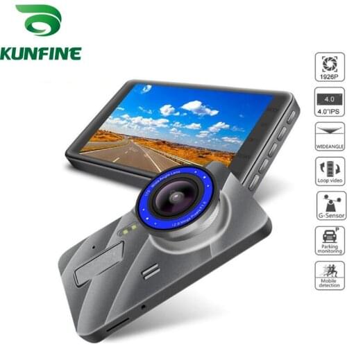 KUNFINE 4"FULL HD 1080P Recording Dash Cam Car DVR Rear View Camera Video Recorder Dual Cameras Recording Wide Angle 170