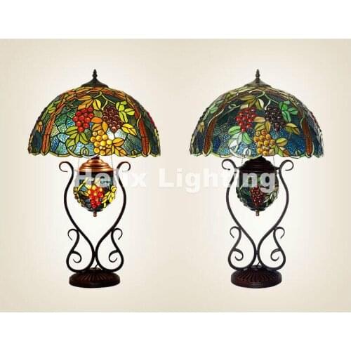 Bohemia Tiffany Table Lamps Luxurious Ancient Garden European Style E27 AC Bedside Lamps Home Decrative Living Room Table Lights