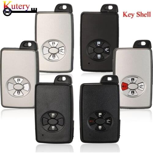 Kutery Remote Car Key Shell For Toyota Avalon Camry Crown Corolla 2/3/4 Buttons Black/Silver Smart Card Case Fob Cover